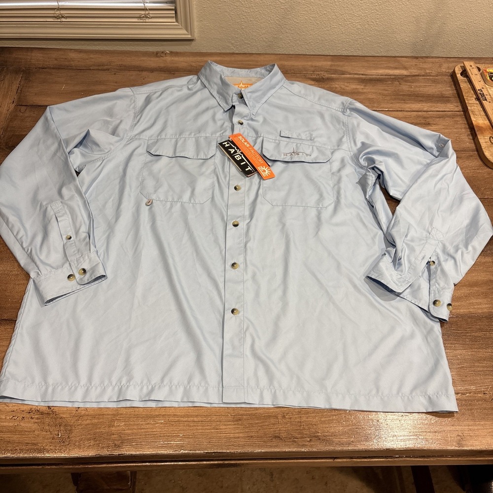 NWT Habit Outdoor Shirt Men's Fishing Casual LS Button Down Solar Factor 30+ 2xl